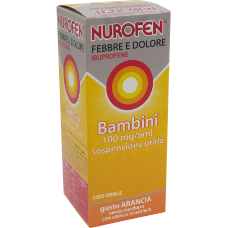 Nurofen febbre e dolore bb orale sosp 150 ml 100 mg/5 ml arancia senza zucchero con siringa