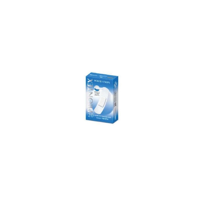 Cerotto prontex white strips in tessuto non tessuto bianco sterile scatola 20 cerotti medi