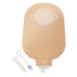Sacca per urostomia dansac nova 2 anatomica trasparente midicon rubinetto di chiusura di sicurezza 55mm 10 pezzi + 1 adattatore