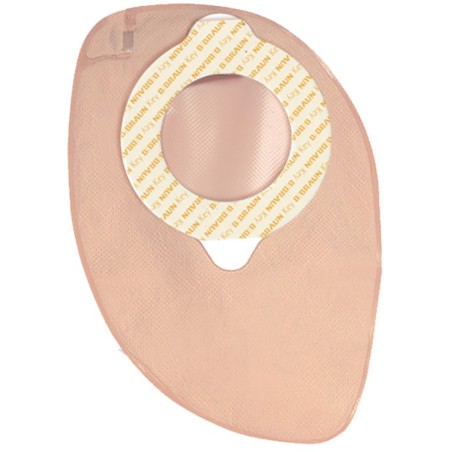 Sacca colostomia a due pezzi aggancio adesivo con gui di sicurezza fondo chiuso diametro 50mm capacita' 240ml colore beige 30 pe