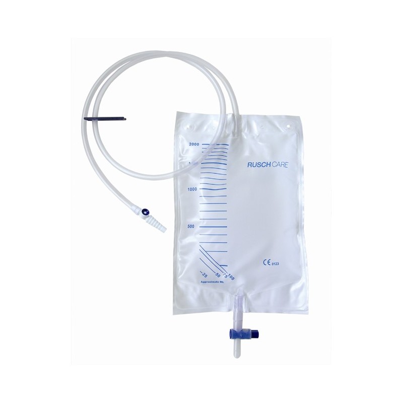 Sacca di drenaggio letto per incontinenza 2000ml in pvc convalvola di non ritorno e scarico sterile con tubo di raccordo 120cm 1