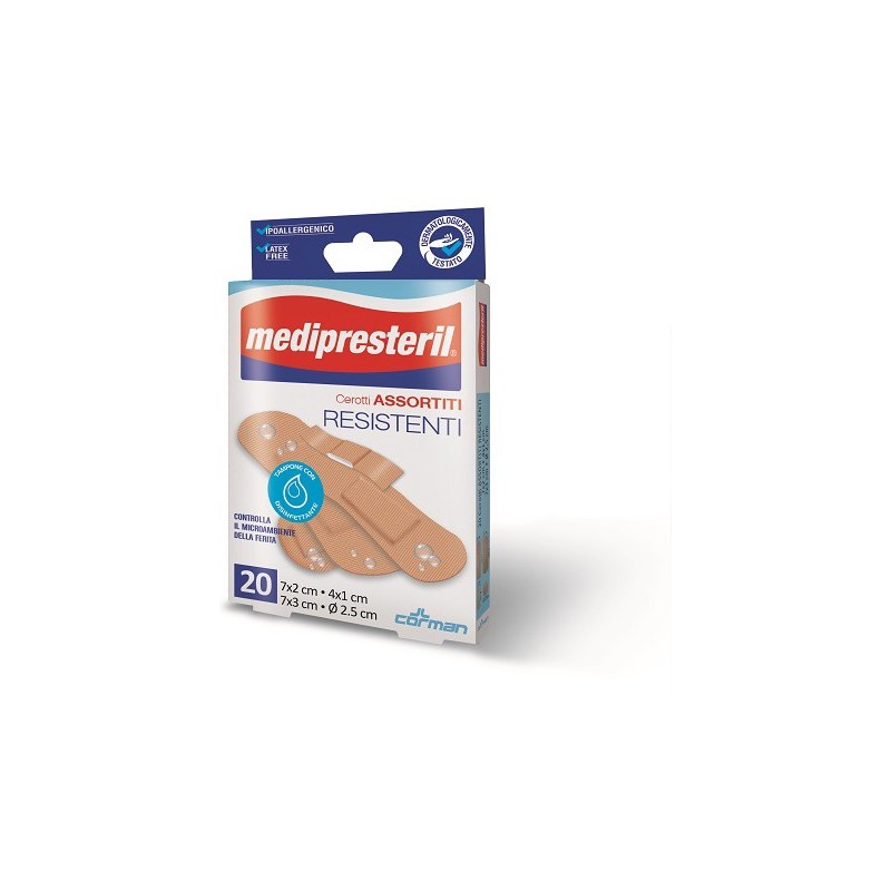 Cerotti assortiti medipresteril resistenti 20 pezzi