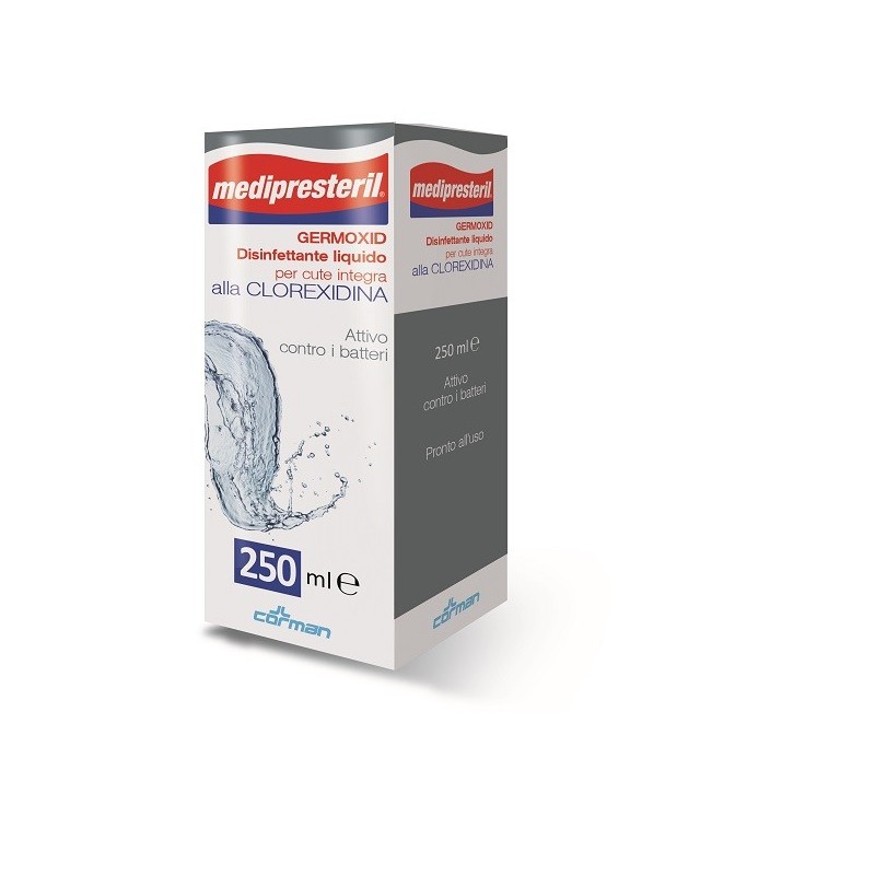 Medipresteril germoxid disinfettante liquido cute integra alla clorexidina 250 ml Medipresteril germoxid disinfettante liquido cute integra alla clorexidina 250 ml