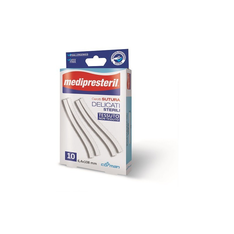Cerotto per sutura medipresteril delicato tnt 3x75mm 10 pezzi
