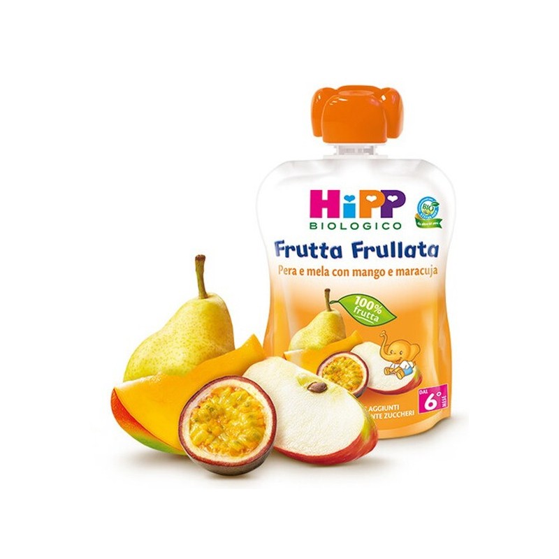 Hipp bio frutta frullata pera/mela con mango e maracuja 90 g