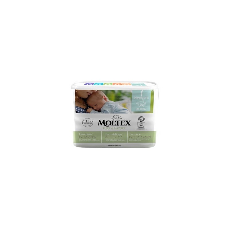 Pannolini moltex pure & nature new born 2-5 kg taglia 1 22 pezzi