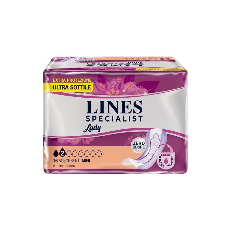 Assorbenti per incontinenza lines specialist lady mini 16 pezzi