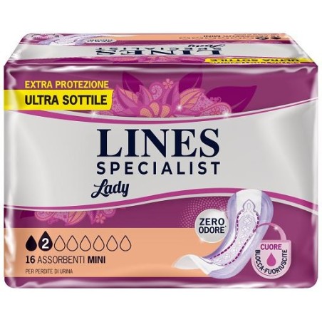 Assorbenti per incontinenza lines specialist lady mini 16 pezzi