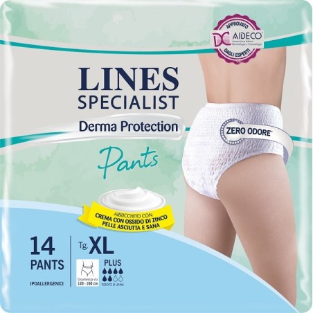 Pannolone per incontinenza lines specialist derma pants plusxl 14 pezzi