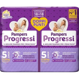 Pampers progressi pannolino junior pacco doppio 36 pezzi