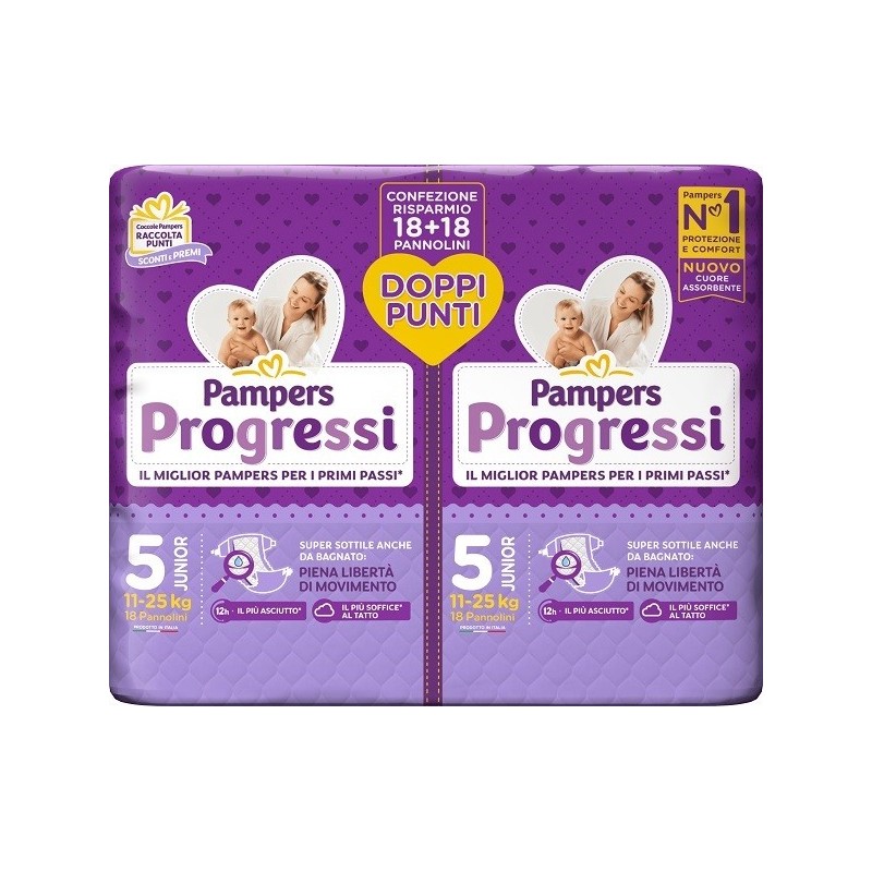 Pampers progressi pannolino junior pacco doppio 36 pezzi