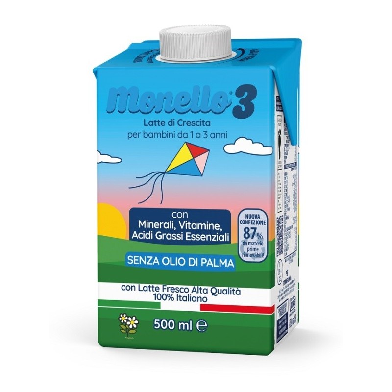 Monello 3 formula per la crescita a base di latte per bambini da 1 a 3 anni liquido 500 ml