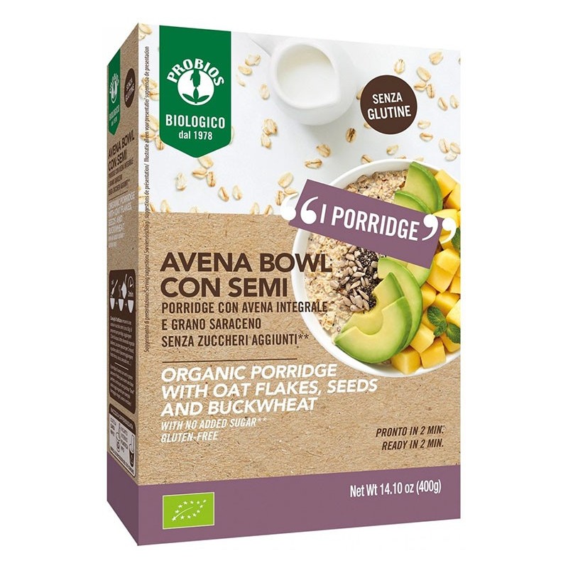 Probios bio avena bowl semi piu' porridge con avena integrale e grano saraceno 400 g