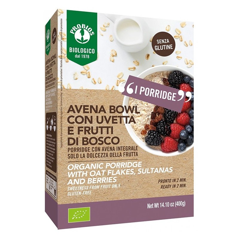 Probios bio avena bowl frutti di bosco porridge con avena integrale 400 g