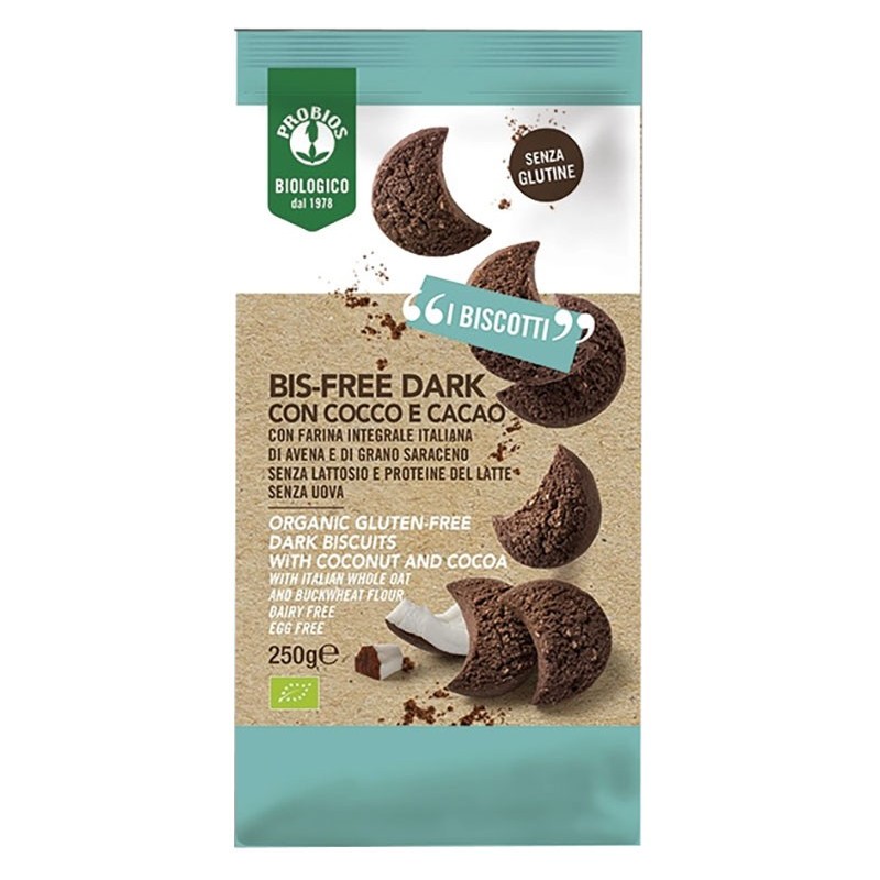 Probios bio bis-free dark con cocco e cacao 250 g