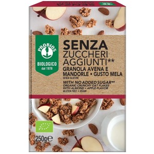 Probios granola senza zuccheri aggiunti avena e mandorla e mela senza glutine 250 g