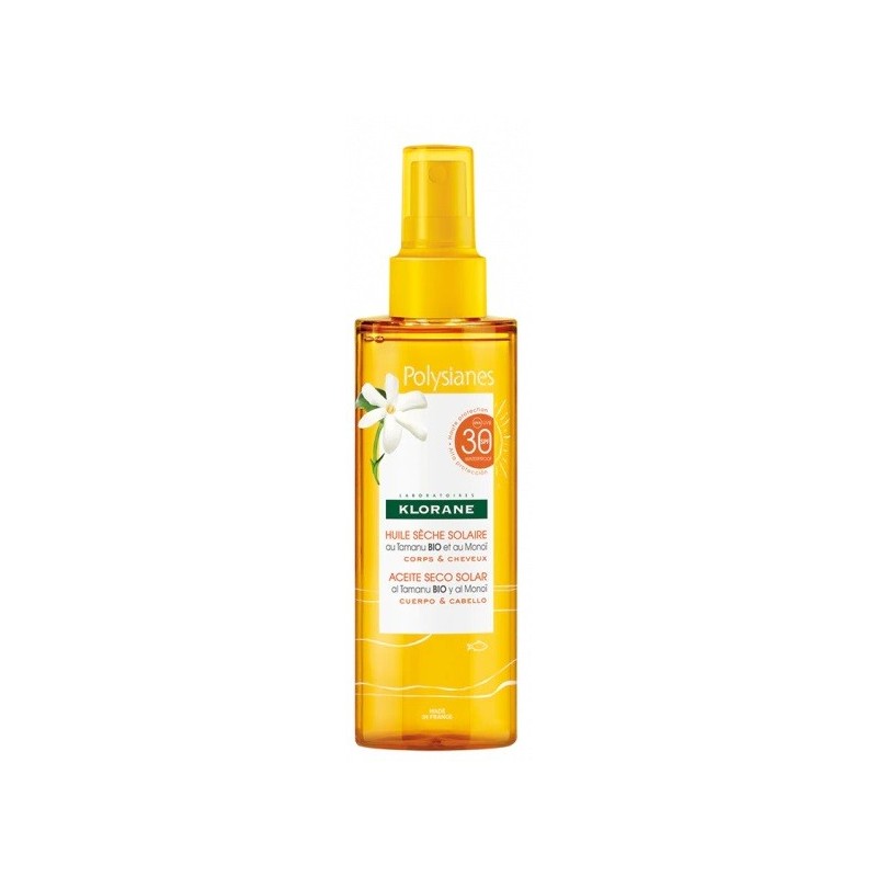 Klorane olio secco solare spf 30 corpo/capelli 200 ml