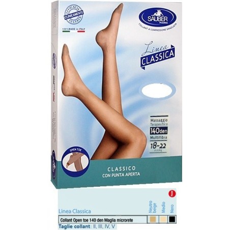 Sauber collant open toe maglia microrete 140 den colore medio taglia 2 linea classica