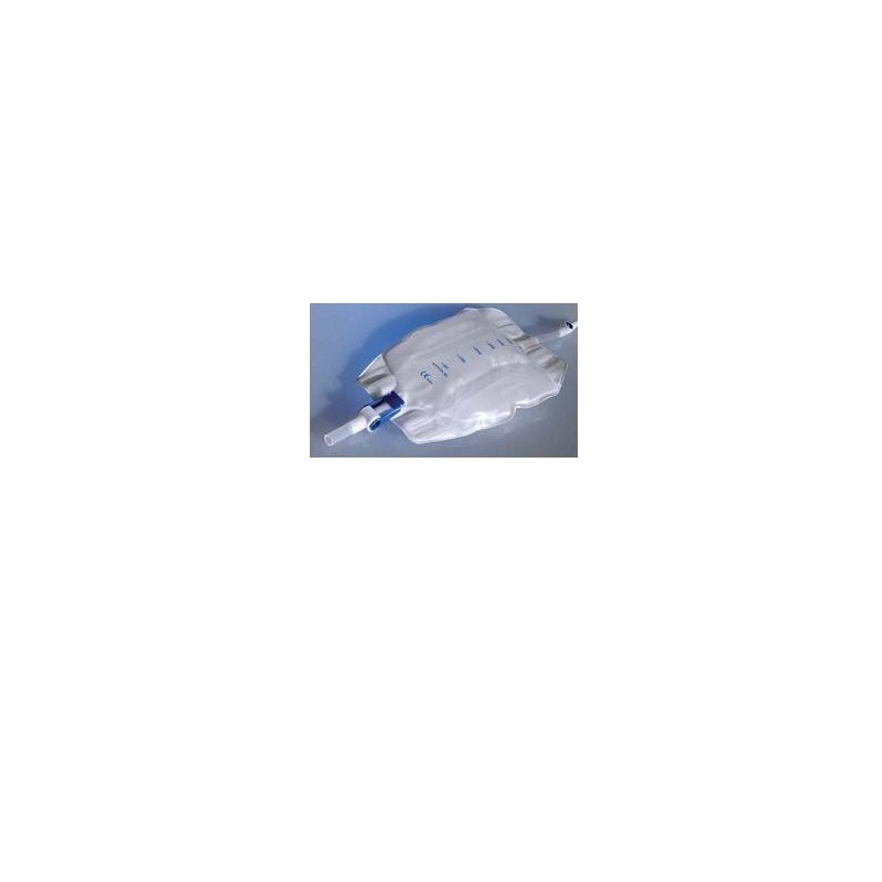 Sacca raccogli urina da gamba per incontinenza in pvc 750 mltubo raccordo diritto 30 cm+rubinetto scarico+valvola antireflusso+2