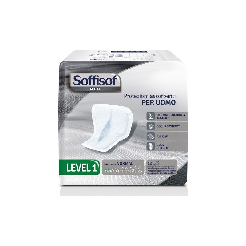 Pannolone per incontinenza sagomato soffisof men level 1 12pezzi Pannolone per incontinenza sagomato soffisof men level 1 12pezzi