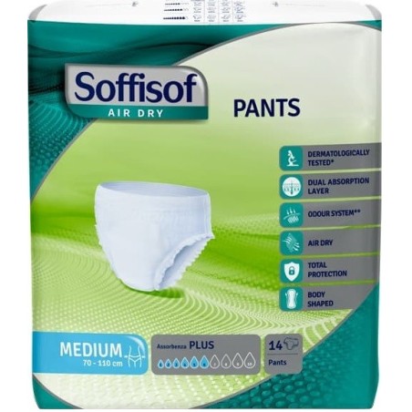 Pannolone per incontinenza soffisof air dry pants plus large14 pezzi