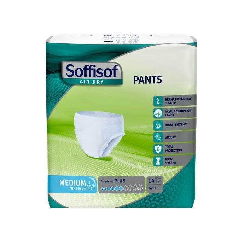 Pannolone per incontinenza soffisof air dry pants extra medium 9 pezzi