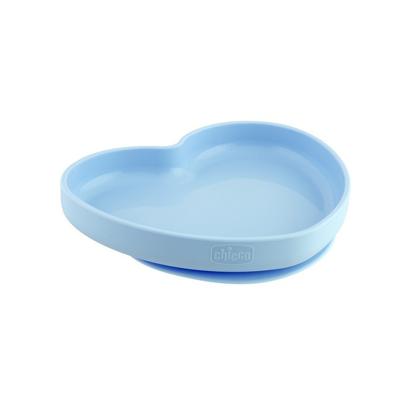 Chicco piatto cuore ventosa silicone blu