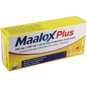 Maalox plus 30 compresse mast 200 mg + 200 mg + 25 mg