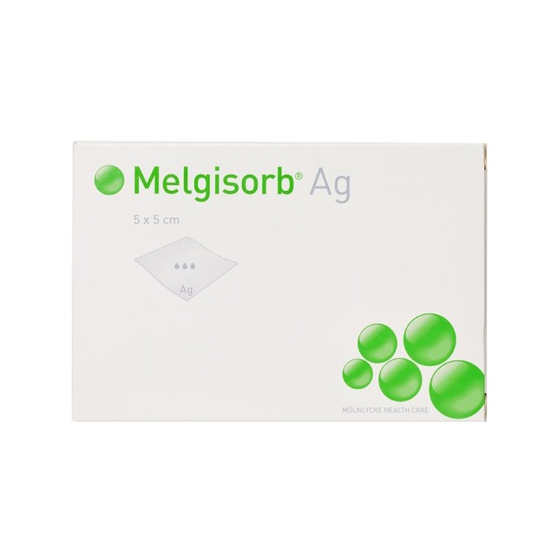 Melgisorb ag medicazione antimicrobica assorbente in fibre di alginato con carbossimetilcellulosa 5x5cm 10 pezzi Melgisorb ag medicazione antimicrobica assorbente in fibre di alginato con carbossimetilcellulosa 5x5cm 10 pezzi