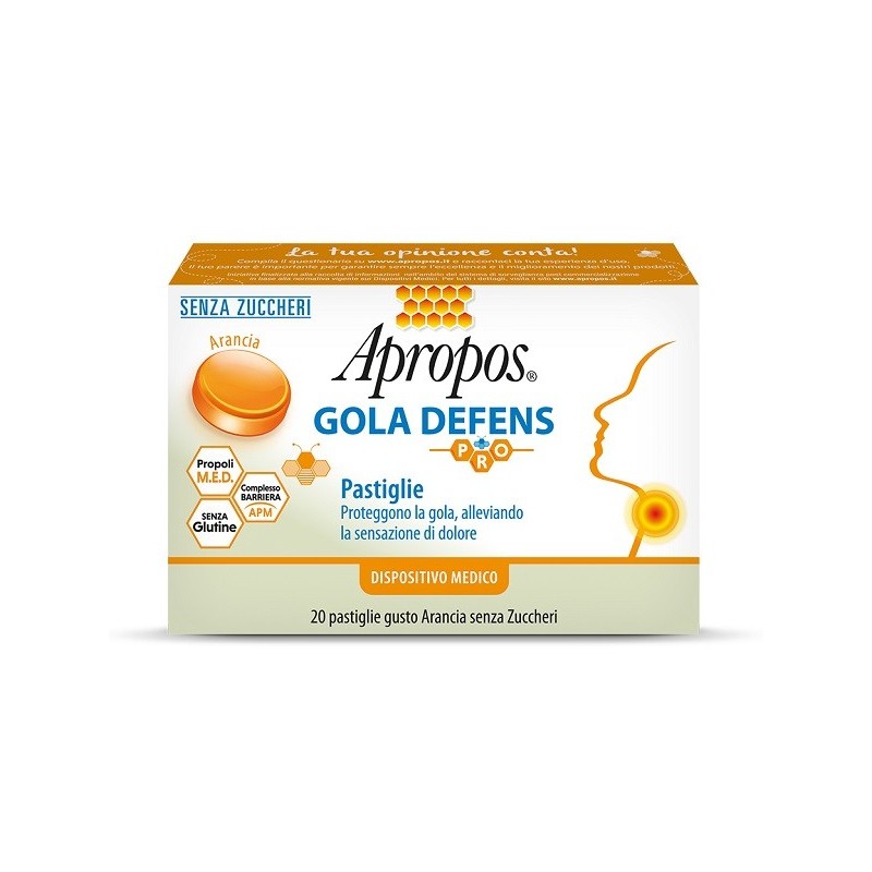Apropos gola defens pro 20 pastiglie arancia senza zucchero