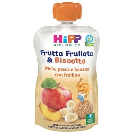 Hipp bio frutta frullata &biscotto mela pesca banana frollino 90 g Hipp bio frutta frullata &biscotto mela pesca banana frollino 90 g