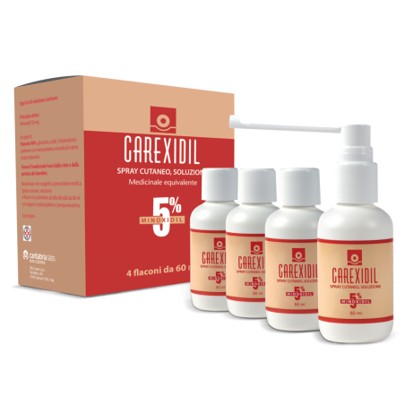Carexidil 4 flaconi spray soluz cutanea 60 ml 5% Carexidil 4 flaconi spray soluz cutanea 60 ml 5%
