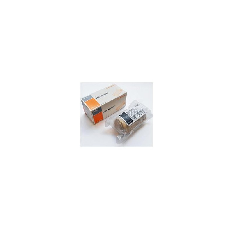Benda medicata ichthopaste con ossido di zinco ittiolo per trattamento ulcere venose arti inferiori 7,5x600 cm