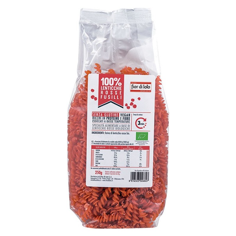 Fusilli di lenticchie rosse bio 250 g
