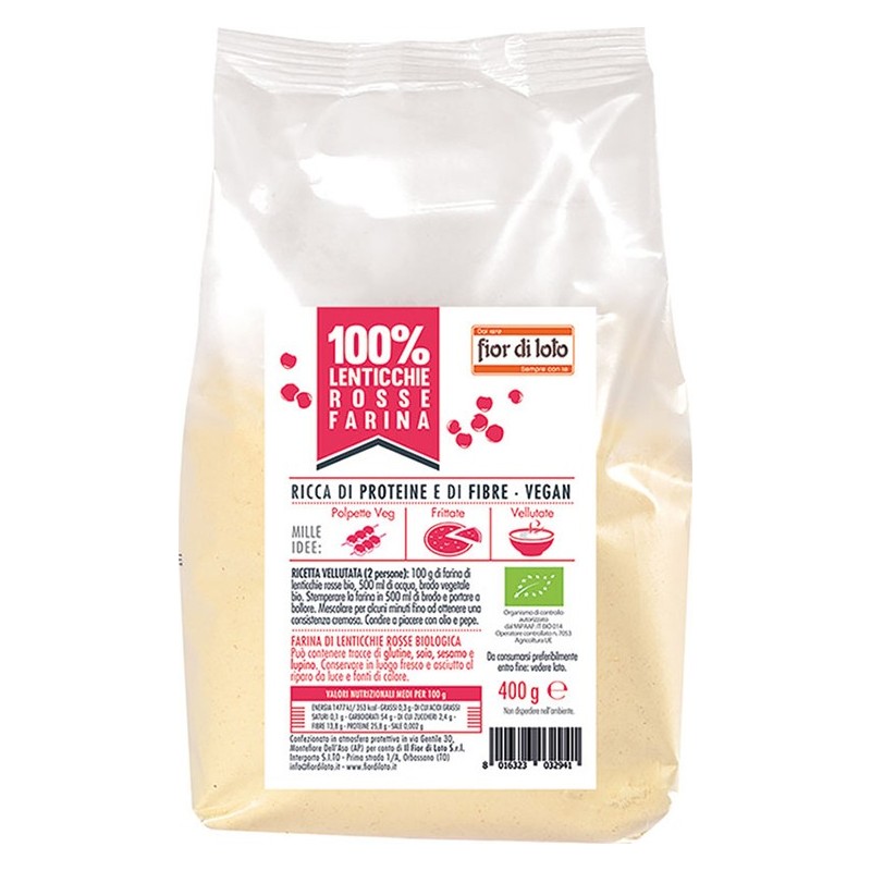 Fior di loto farina di lenticchie rosse bio 400 g