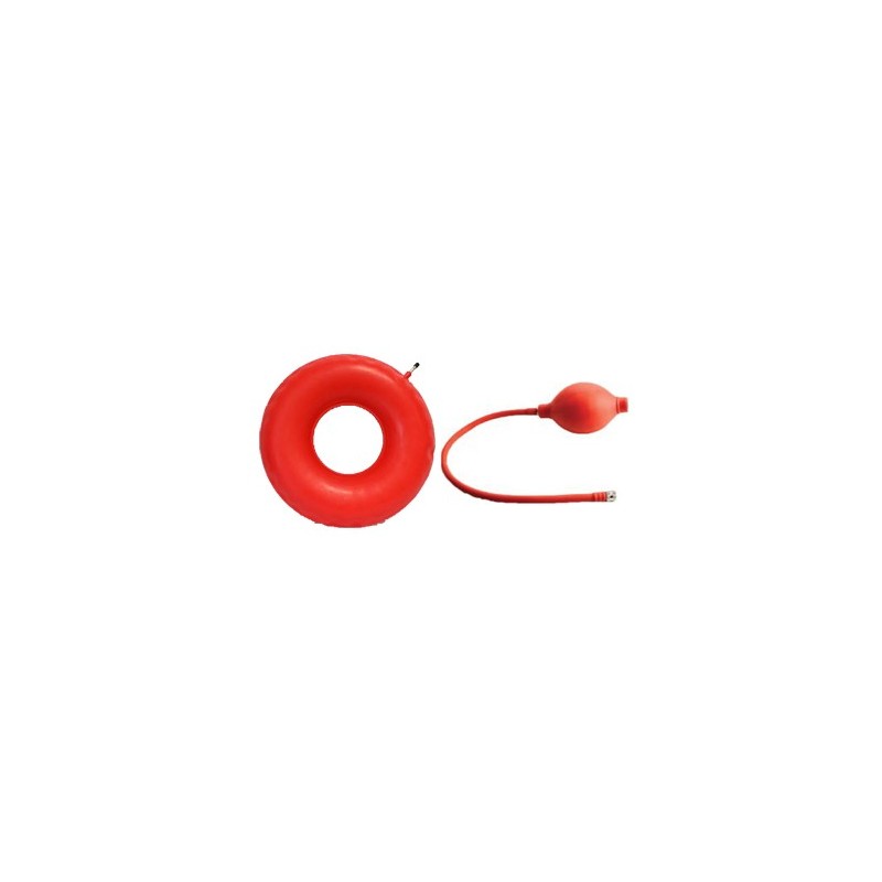 Ciambella gonfiabile per invalidi in gomma rossa team deluxecon pompa 45cm diametro