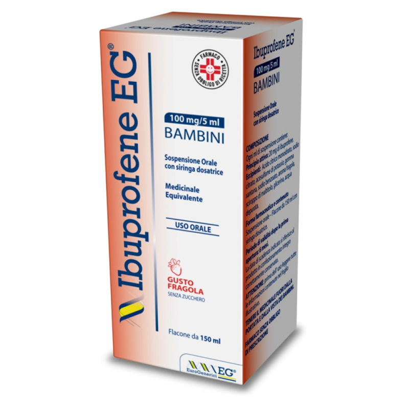 Ibuprofene (eg) orale sosp 150 ml 100 mg/5 ml gusto fragolasenza zucchero