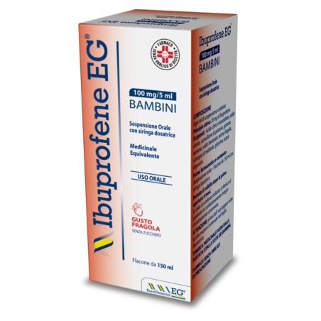 Ibuprofene (eg) orale sosp 150 ml 100 mg/5 ml gusto fragolasenza zucchero Ibuprofene (eg) orale sosp 150 ml 100 mg/5 ml gusto fragolasenza zucchero