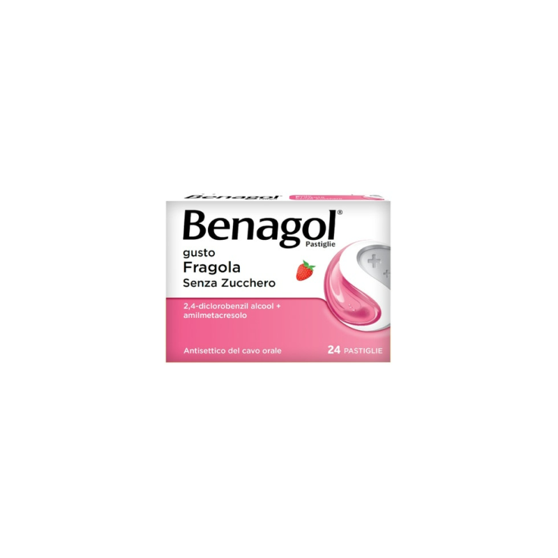 Benagol 24 pastiglie 0,6 mg + 1,2 mg fragola senza zucchero