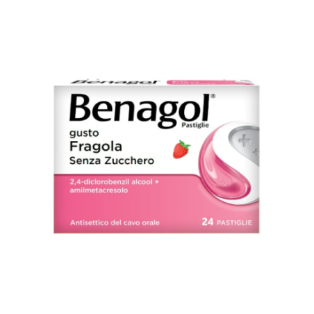 Benagol 24 pastiglie 0,6 mg + 1,2 mg fragola senza zucchero