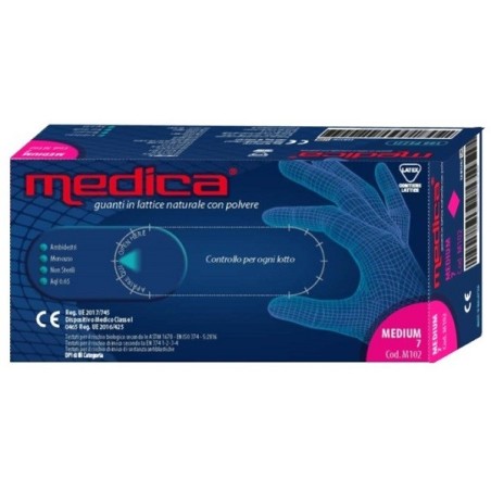 Medica guanto lattice n/sterile con polvere dm misura m 100pezzi