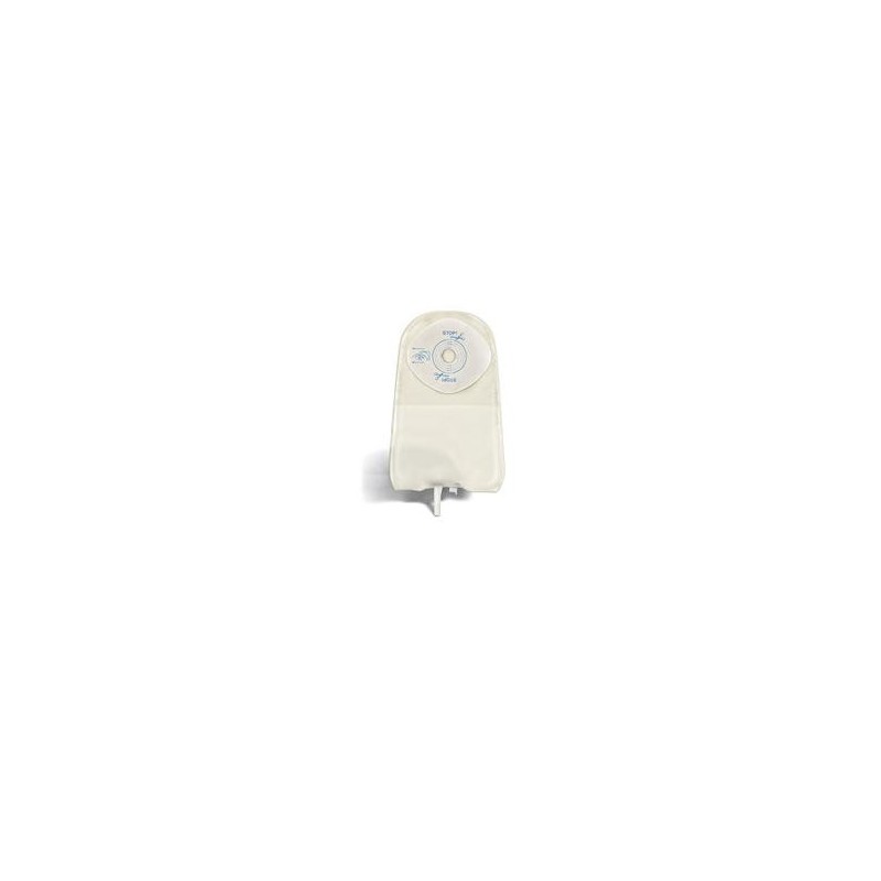 Sacca urostomia trasparente pretagliata mono pezzo con barriera protettiva in stomahesive e valvola antireflusso urodress 45mm 1