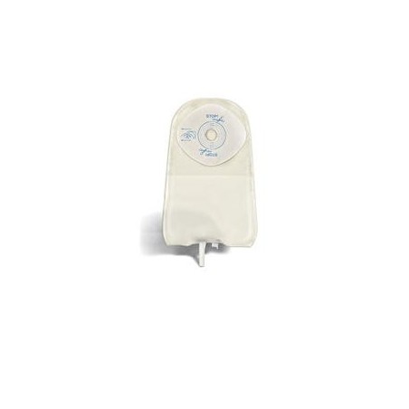 Sacca urostomia trasparente pretagliata mono pezzo con barriera protettiva in stomahesive e valvola antireflusso urodress 45mm 1