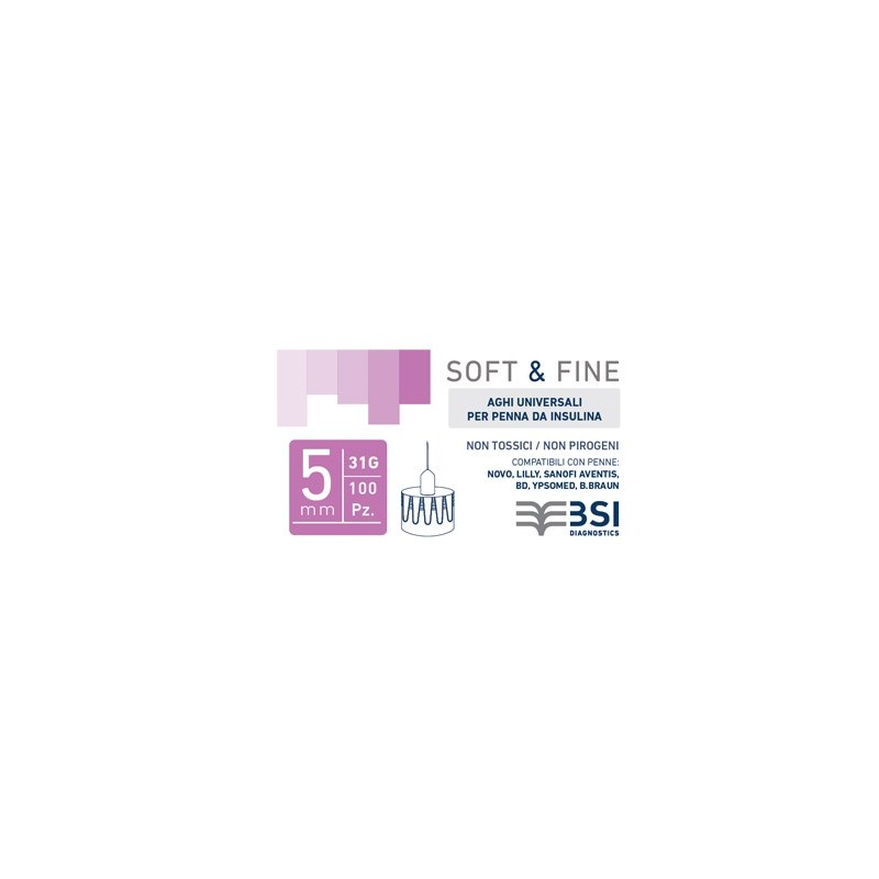 Ago per penna da insulina soft&fine 31 gauge 5 mm 100 pezzi