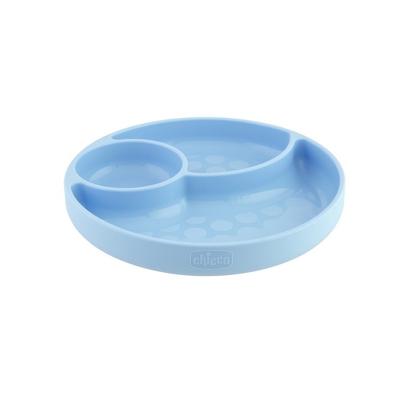 Chicco piatto silicone ventosa blu Chicco piatto silicone ventosa blu