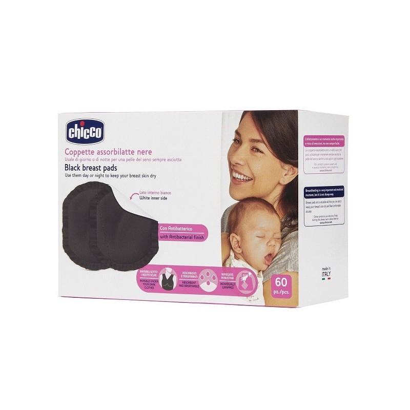 Chicco coppetta assorbilatte antibatterica nera 60 pezzi Chicco coppetta assorbilatte antibatterica nera 60 pezzi