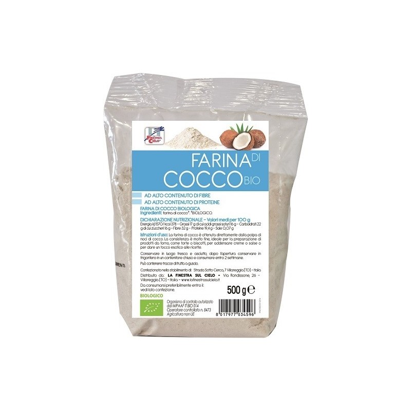 Fsc farina di cocco bio ad alto contenuto di fibra 500 g