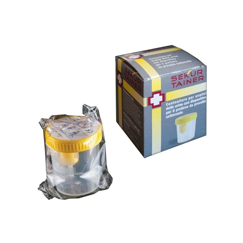 Contenitore per urina sekur trainer con tappo a vite e sondaper prelievo da provetta sottovuoto 120ml Contenitore per urina sekur trainer con tappo a vite e sondaper prelievo da provetta sottovuoto 120ml