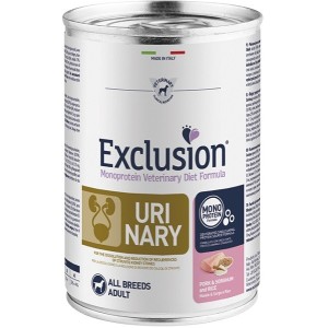 Exclusion monoprotein veterinary diet formula dog urinary pork & sorghum and rice all breeds 200 g canned