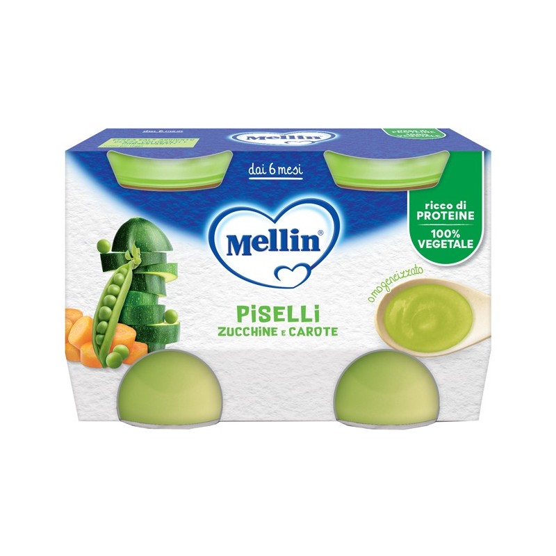 Mellin omogeneizzato piselli e carote 2 pezzi da 130 g